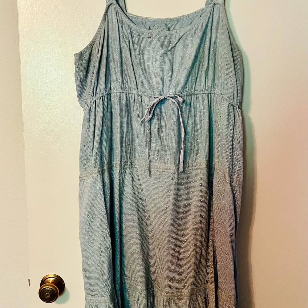 Pre-owned Jeanne D'Arc Living JDL Woven Sundress Midi Dusty Blue Large